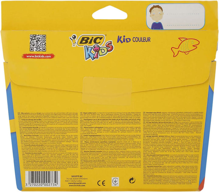 BIC Kids Kid Couleur Felt Tip Pens - Assorted Colors, 18-Pack Cardboard Wallet