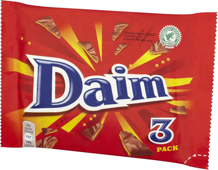 Daim - Milk Chocolate with Crunchy Almond Caramel Bars 84g (Pack of 24 Multipacks)