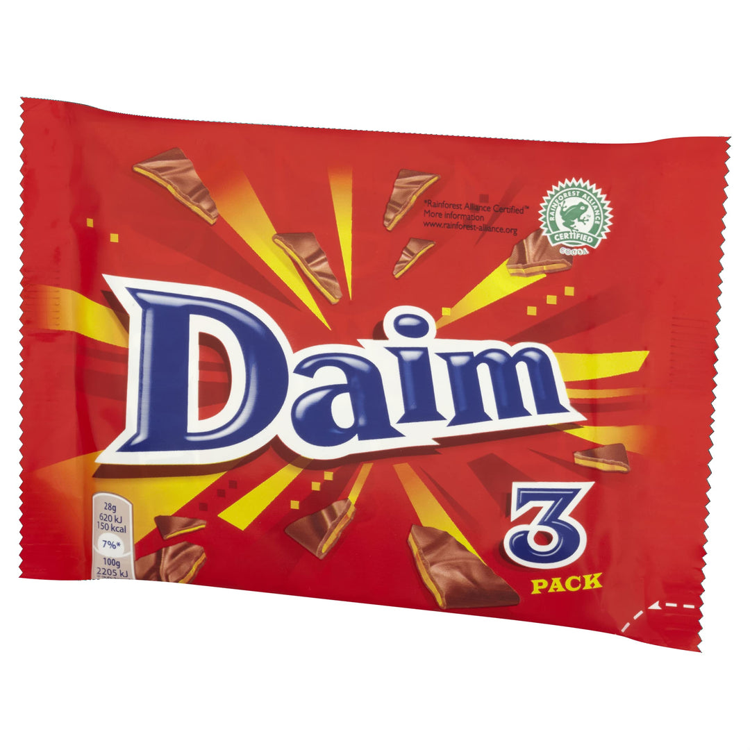 Daim - Milk Chocolate with Crunchy Almond Caramel Bars 84g (Pack of 24 Multipacks)