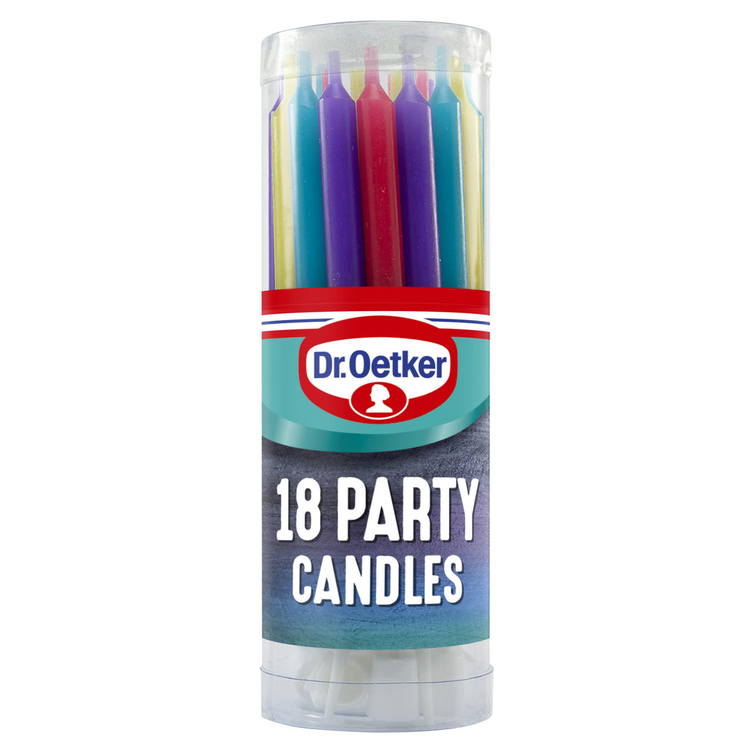 Dr. Oetker Party Candles - Assorted Pastel Colored Candles with Holders