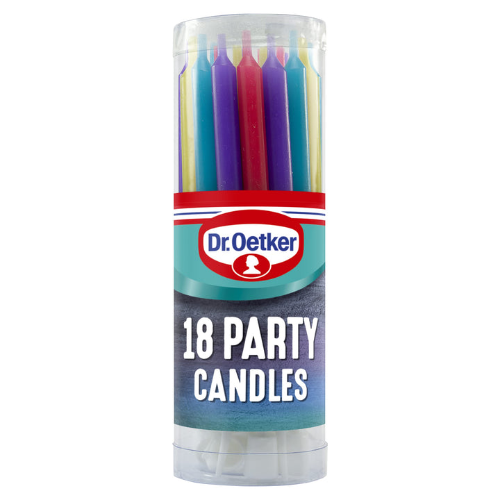 Dr. Oetker Party Candles - Assorted Pastel Colored Candles with Holders