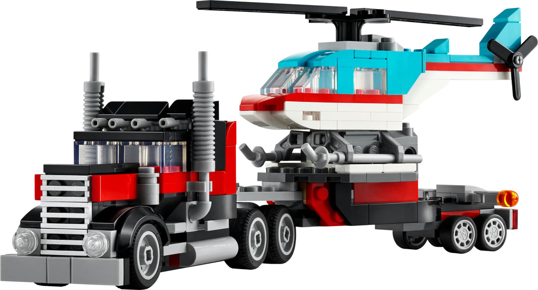 LEGO Creator 3in1 Flatbed Truck with Helicopter to Propeller Plane & Hot Rod - 270 Piece Building Set for Ages 7+