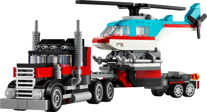LEGO Creator 3in1 Flatbed Truck with Helicopter to Propeller Plane & Hot Rod - 270 Piece Building Set for Ages 7+