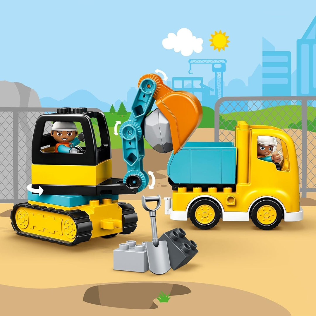 LEGO DUPLO Town Truck & Tracked Excavator Construction Playset for Toddlers 2+