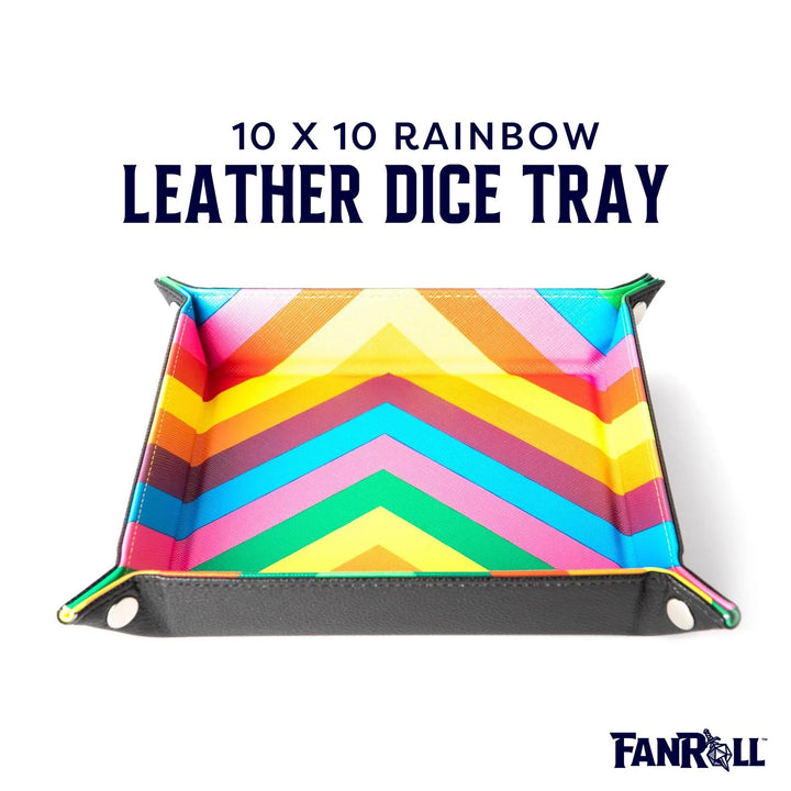 Metallic Dice Games Fold Up Dice Tray (Leather Rainbow PU Backing)