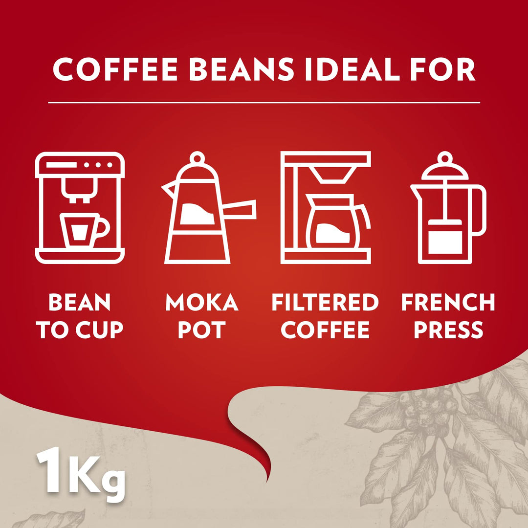 Lavazza Qualità Rossa Coffee Beans - Medium Roast with Chocolate & Dried Fruit Notes (1kg)