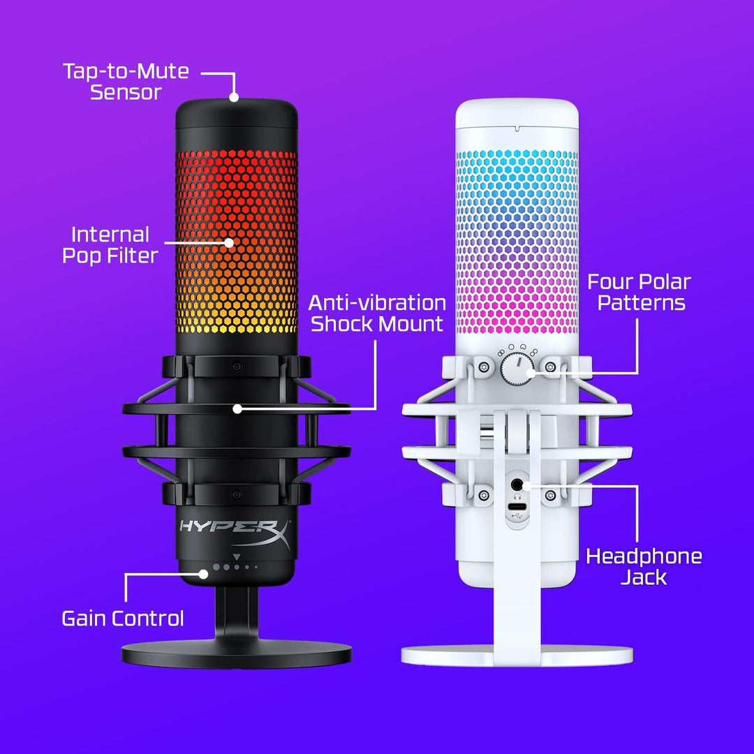 HyperX QuadCast S – RGB USB Condenser Microphone for PC, PS4, and Mac with Anti-Vibration Shock Mount, Built-in Pop Filter, and Customizable RGB Lighting