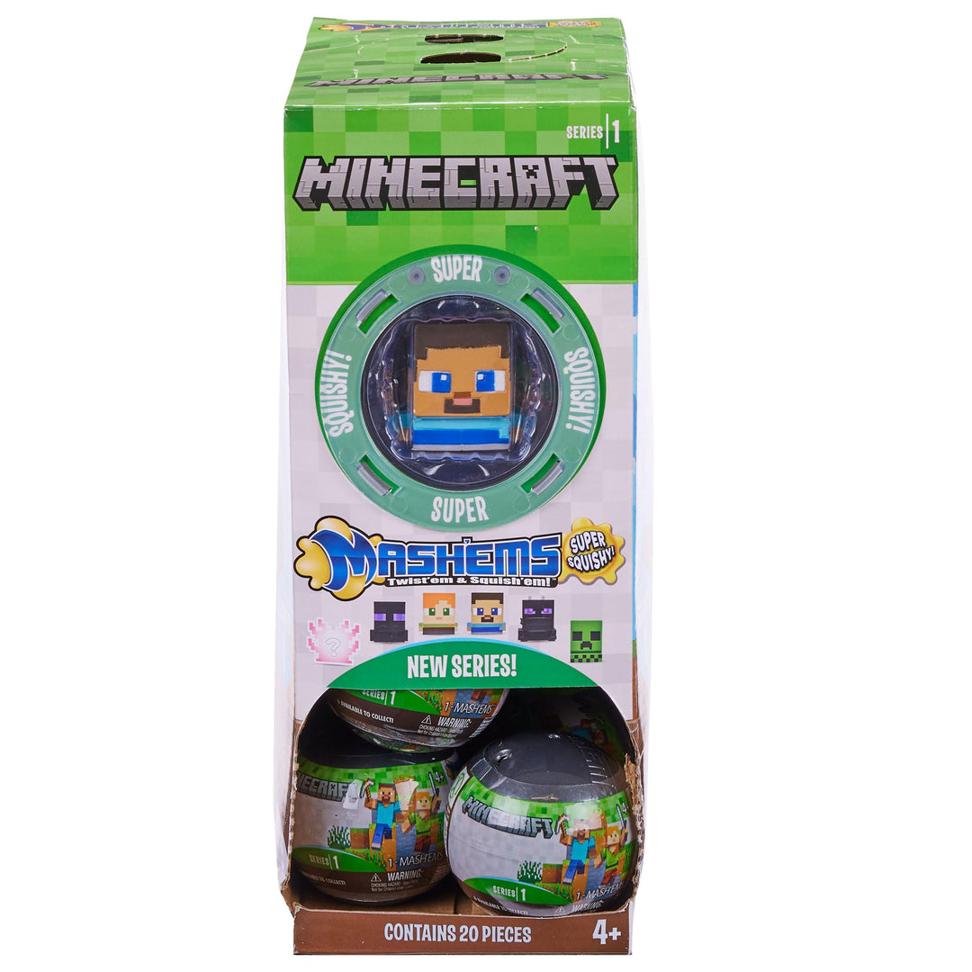 Mash'ems Minecraft Collectible Squishy Characters - Twist, Squish & Launch Fun for Kids