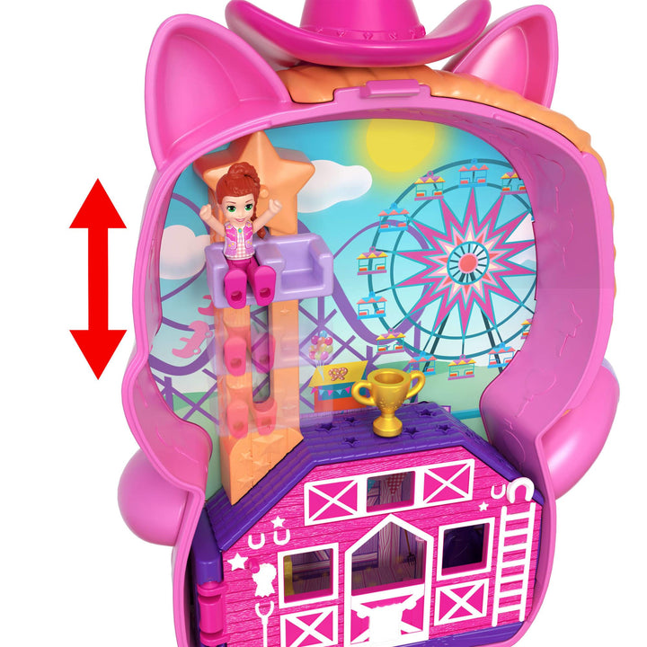 Polly Pocket Pony Rodeo Compact Playset - Micro Doll with 2 Pet Ponies & 10 Accessories
