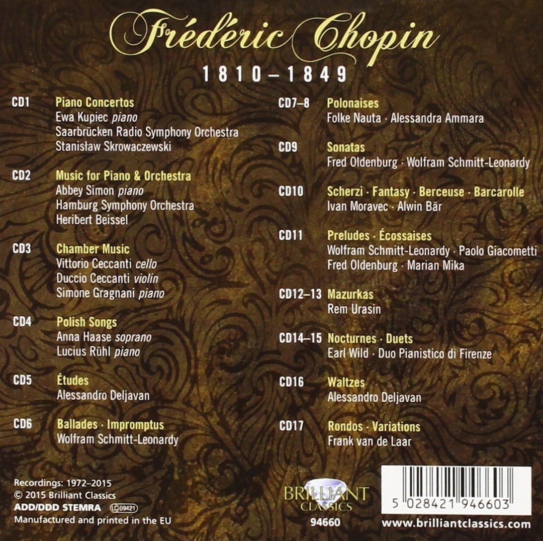 Frédéric Chopin - Complete Edition (17CD Box Set) Audio CD