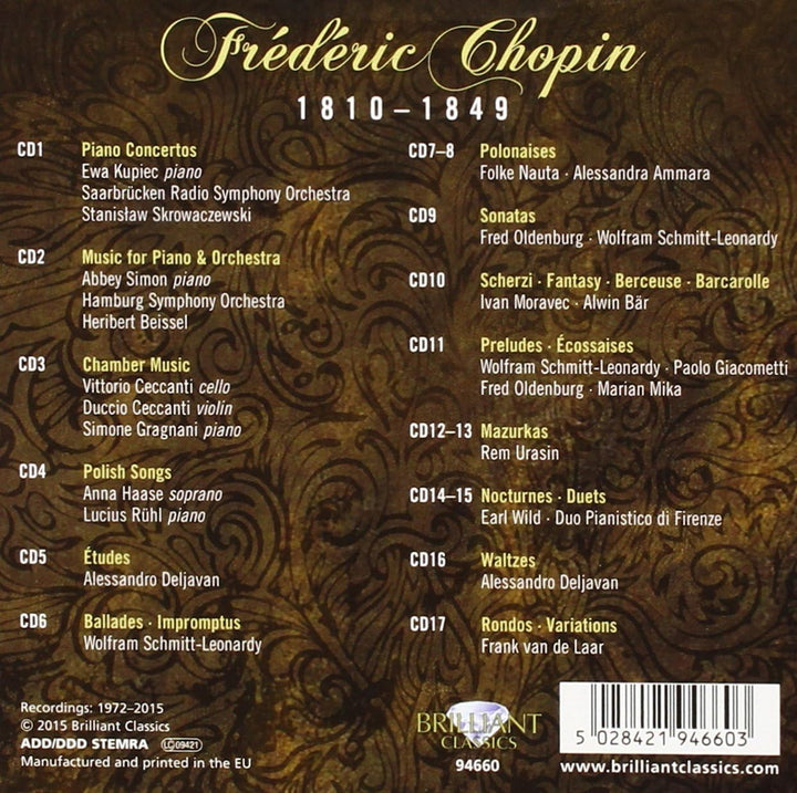 Frédéric Chopin - Complete Edition (17CD Box Set) Audio CD
