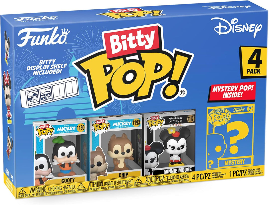 Funko Bitty POP! Disney - Goofy, Chip, Minnie Mouse (Hands Folded) & Mystery Figure Vinyl Collectible 4-Pack