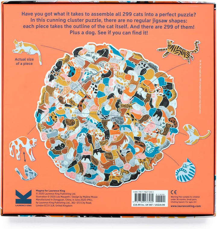 299 Cats (and a Dog): A Feline Cluster Puzzle - Unique Cat-Shaped Jigsaw Puzzle for Adults and Kids, 300 Pieces, Illustrated by Léa Maupetit