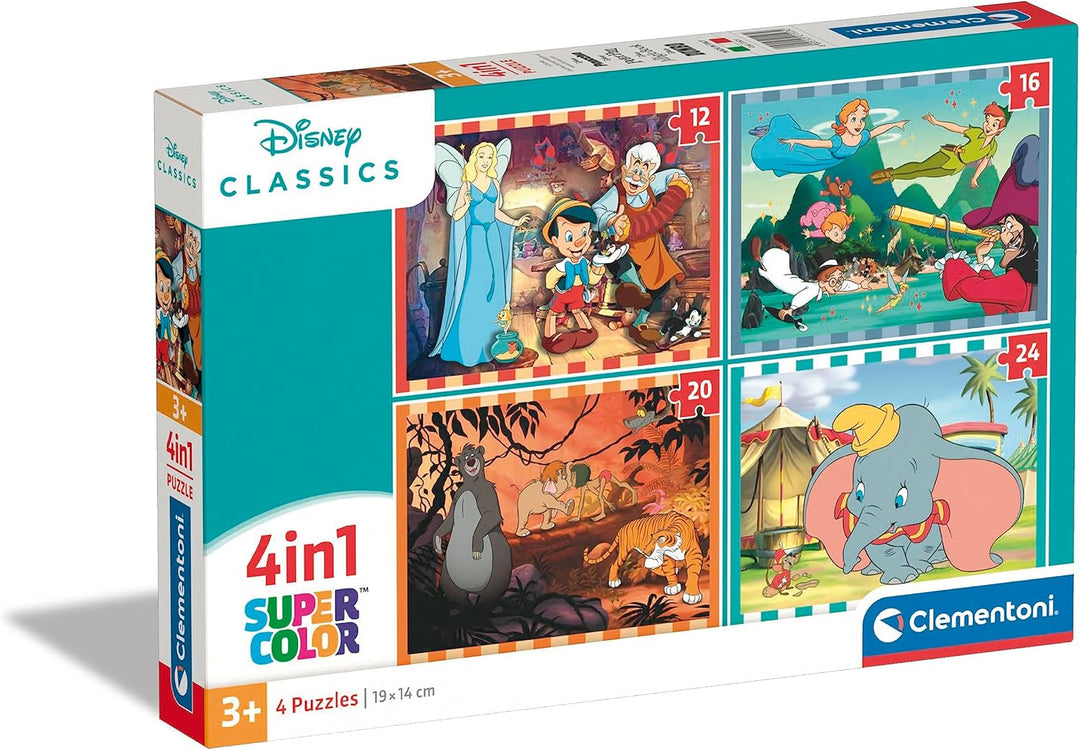 Clementoni Disney Classics Supercolor 4 in 1 Jigsaw Puzzle Set (21523)