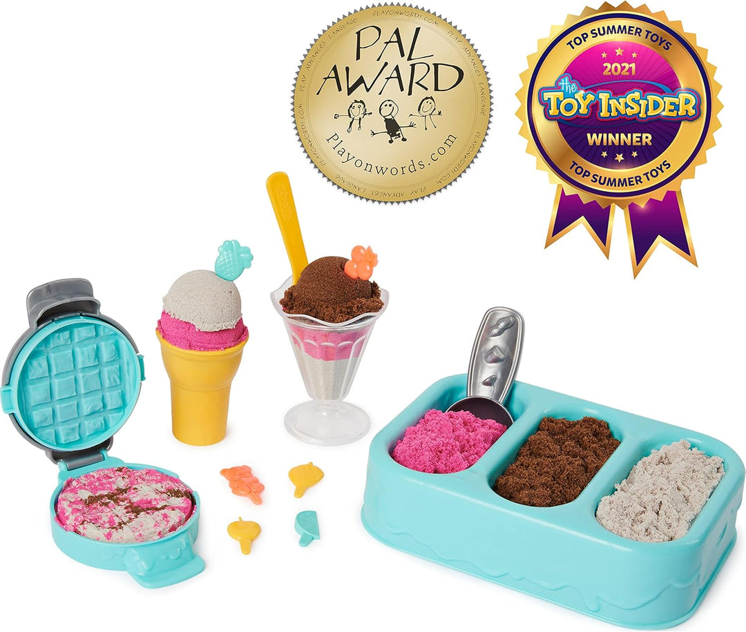 Kinetic Sand Scents Ice Cream Treats Playset - Scented Sand with 6 Tools & Toppings for Kids 3+