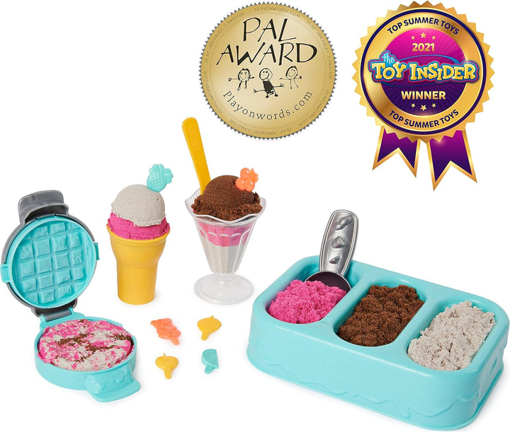 Kinetic Sand Scents Ice Cream Treats Playset - Scented Sand with 6 Tools & Toppings for Kids 3+
