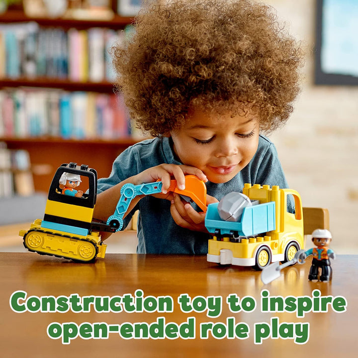 LEGO DUPLO Town Truck & Tracked Excavator Construction Playset for Toddlers 2+