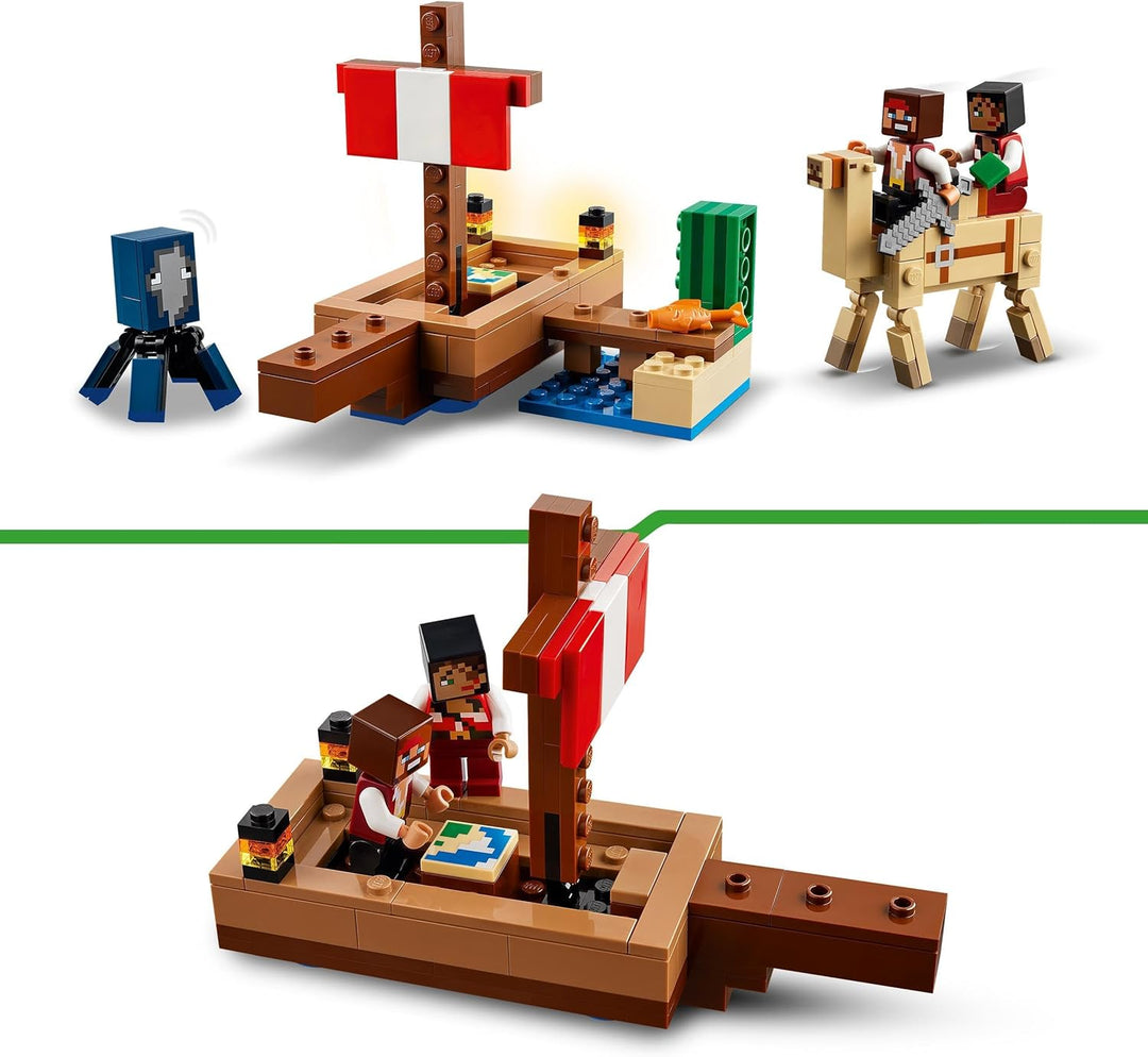 LEGO Minecraft The Pirate Ship Voyage - Building Set with Pirate Figures & Camel for Ages 8+