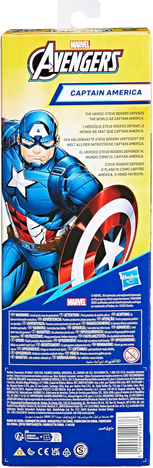 Marvel Avengers Titan Hero Series Captain America 12” Action Figure - Poseable Superhero Toy for Kids Ages 4+