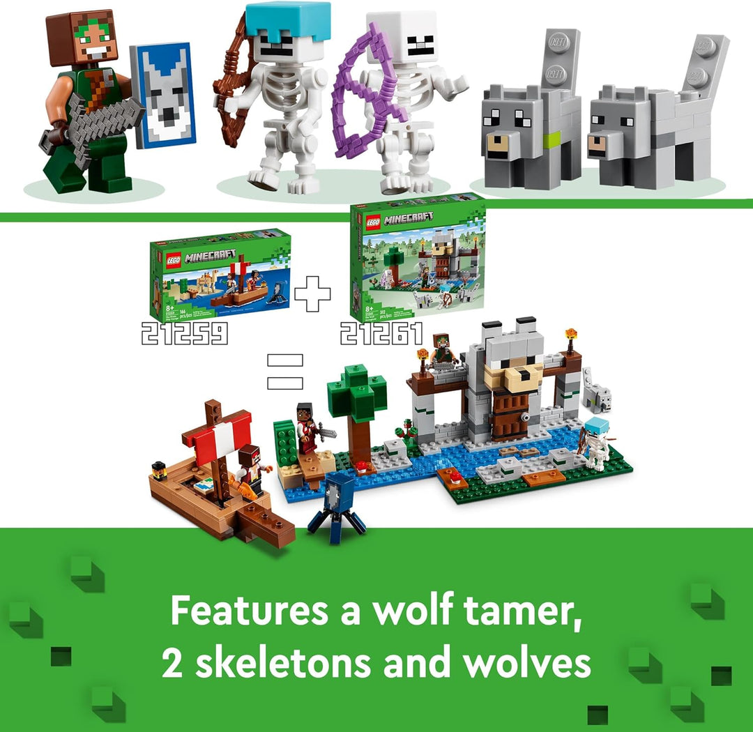 LEGO Minecraft The Wolf Stronghold Fortress Set - Building Toy for Ages 8+