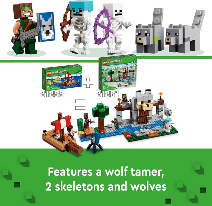 LEGO Minecraft The Wolf Stronghold Fortress Set - Building Toy for Ages 8+