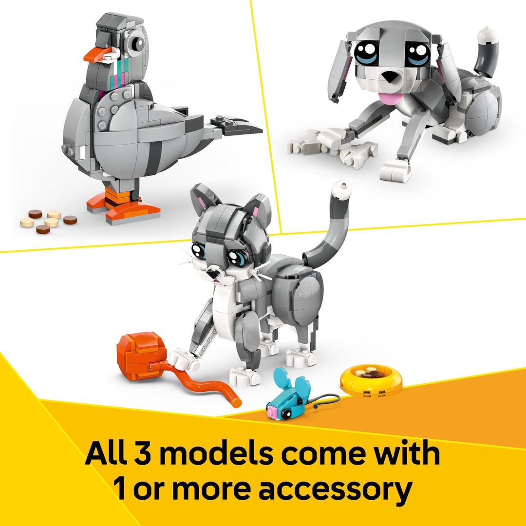 LEGO Creator 3in1 Playful Cat Toy - Buildable Cat, Dog & Pigeon Models for Ages 8+