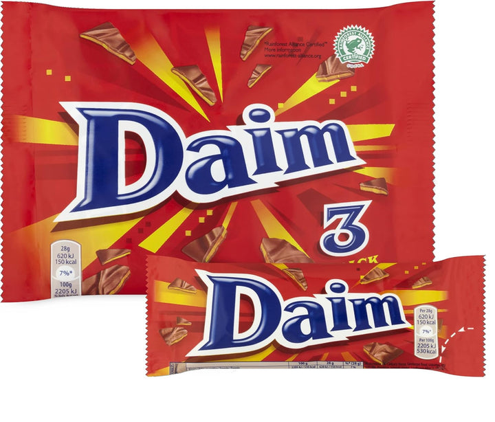 Daim - Milk Chocolate with Crunchy Almond Caramel Bars 84g (Pack of 24 Multipacks)