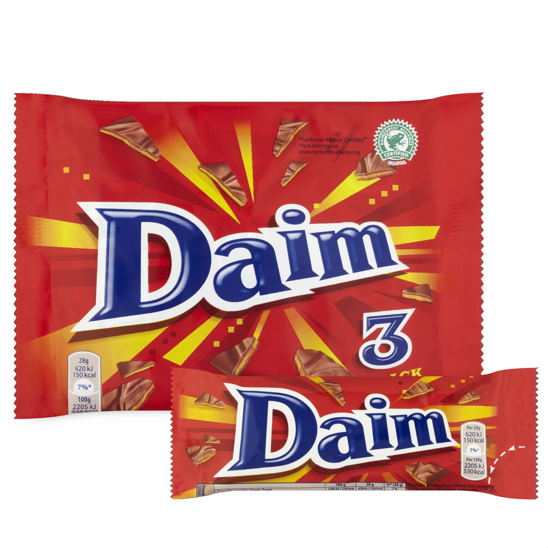 Daim - Milk Chocolate with Crunchy Almond Caramel Bars 84g (Pack of 24 Multipacks)