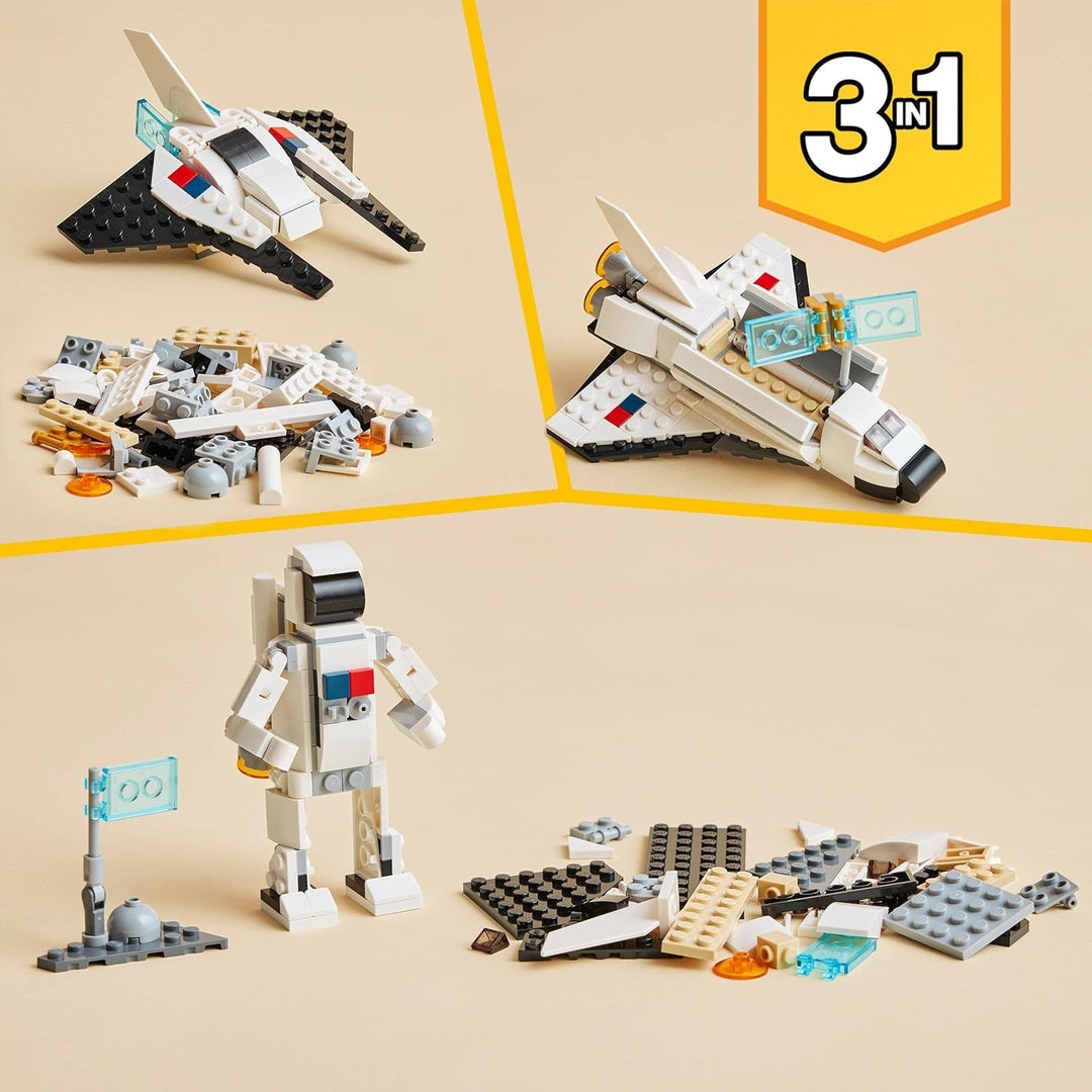 LEGO 31134 Creator 3 in 1 Space Shuttle Toy - Rebuildable Space Playset for Kids 6+