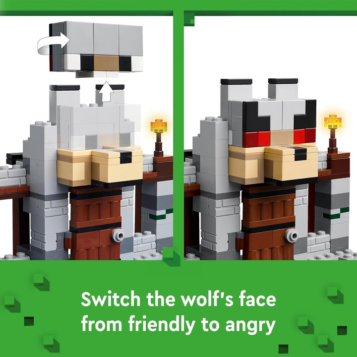 LEGO Minecraft The Wolf Stronghold Fortress Set - Building Toy for Ages 8+