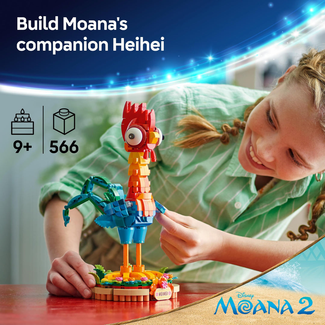 LEGO ǀ Disney Moana 2 Heihei Buildable Animal Toy - Posable Chicken Figure with Stand for Kids 9+