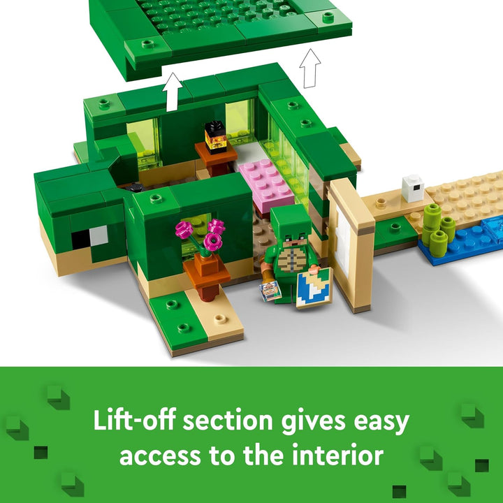 LEGO Minecraft The Turtle Beach House - Building Set with Turtle Warrior, Drowned & Turtles for Kids 8+