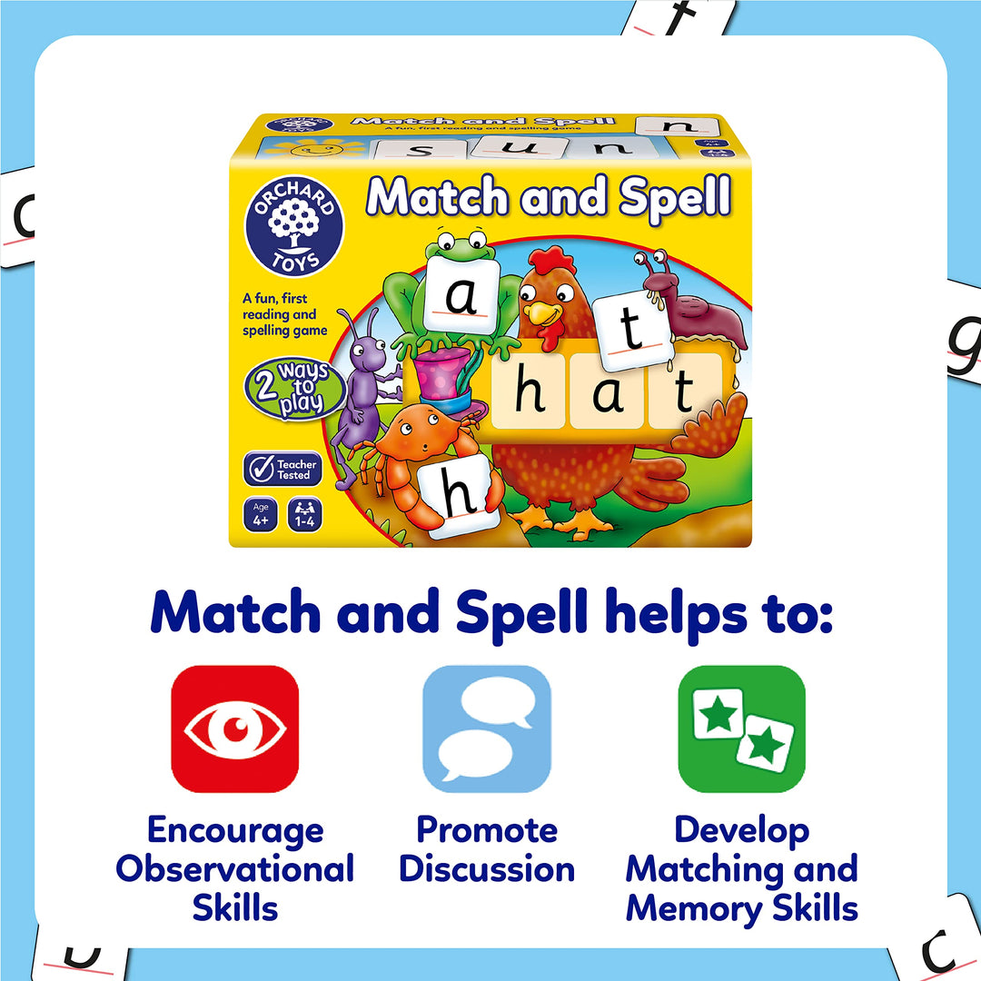 Orchard Toys Match and Spell Game - Educational Spelling Board Game for Ages 4+