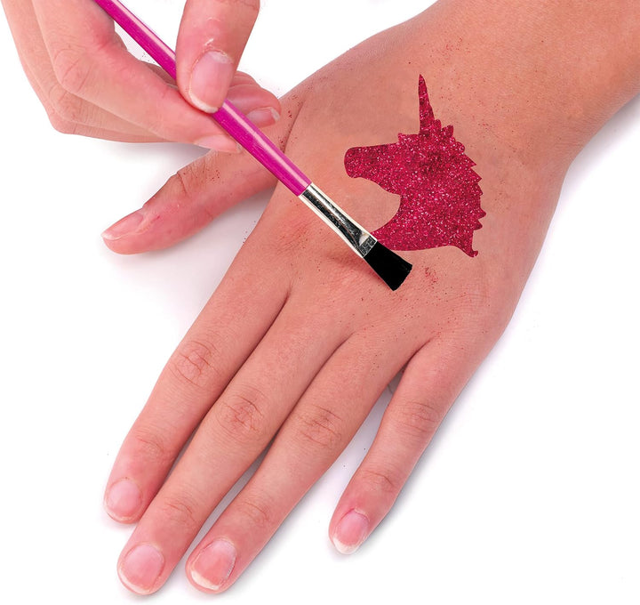 FabLab Glitter Tattoos Kit with Bioglitter, 28 Designs & 4 Sparkly Colors