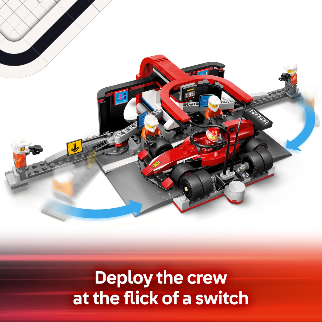 LEGO City F1 Pit Stop & Pit Crew with Ferrari Car Toy - 322-Piece Building Set for Ages 6+