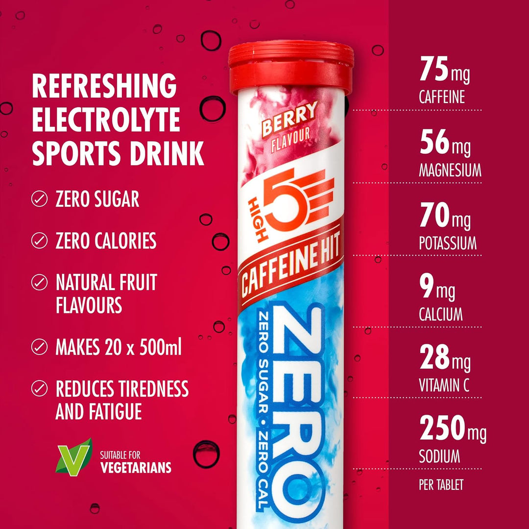 HIGH5 ZERO Caffeine Hit Electrolyte Tablets, Hydration Tablets Enhanced with Vitamins (106995002056GBR)