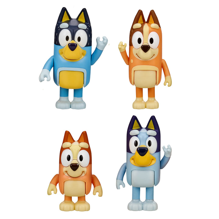 Bluey Family 4-Pack Figurines - Poseable Characters for Imaginative Play