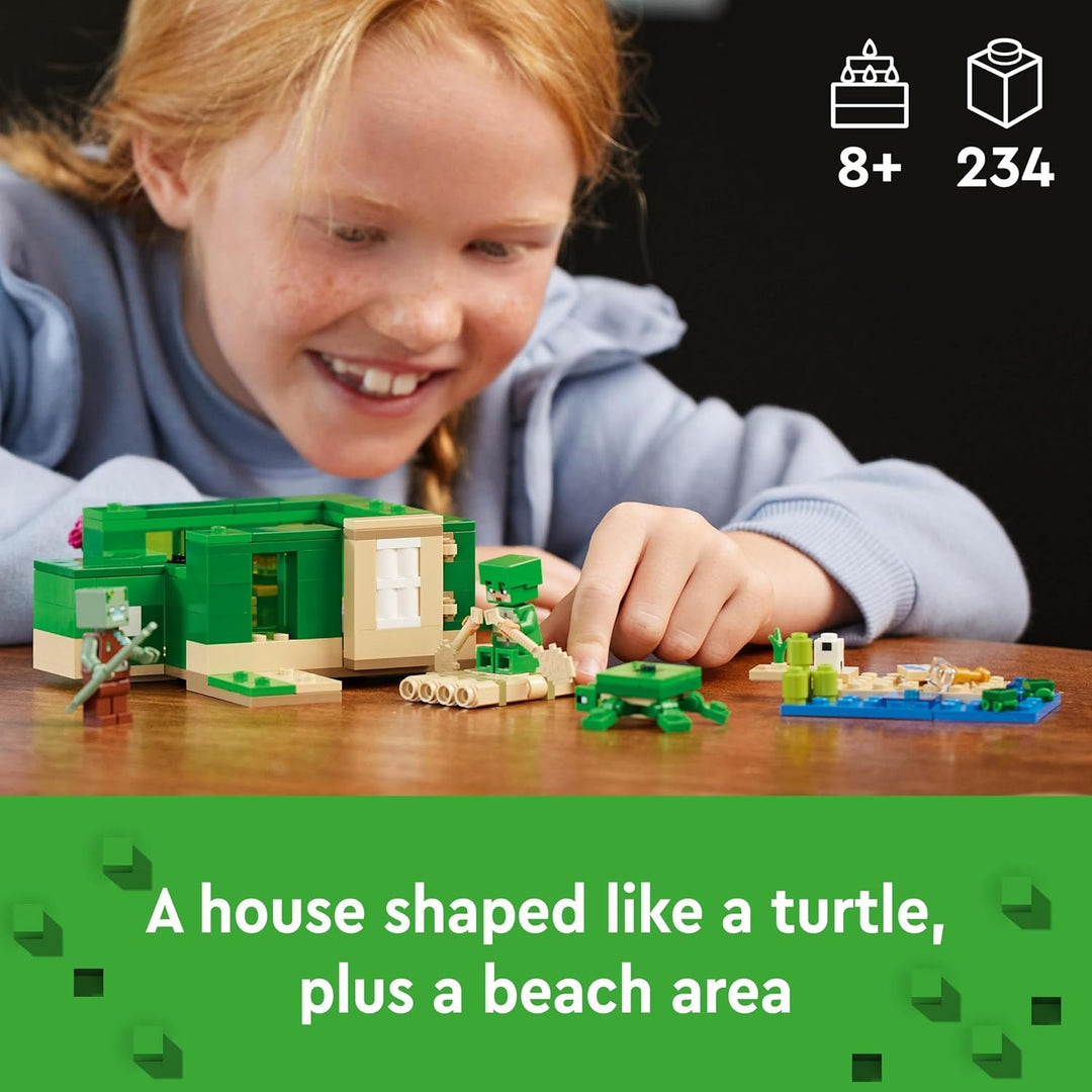 LEGO Minecraft The Turtle Beach House - Building Set with Turtle Warrior, Drowned & Turtles for Kids 8+