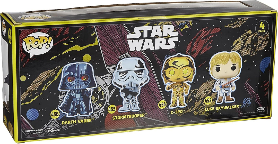 Funko POP! Star Wars Retro Series - Darth Vader, Stormtrooper, C-3PO, Luke Skywalker Vinyl Figures (4-Pack)