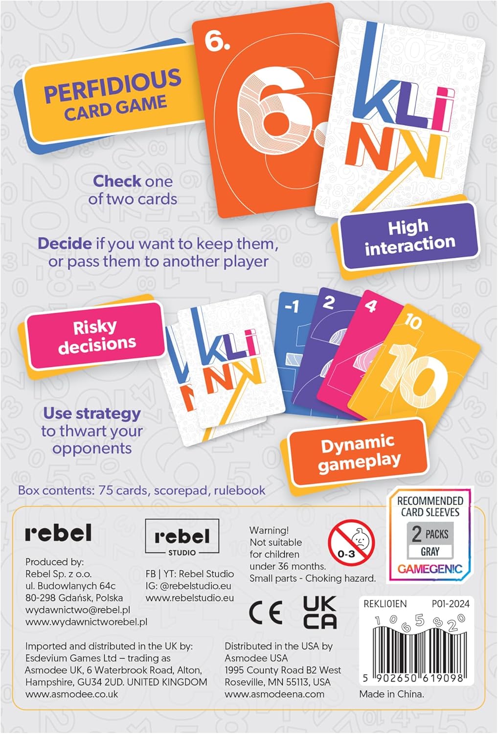 Rebel Klink Card Game - Push Your Luck Numbers Game (RK-1001)