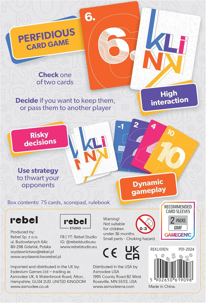Rebel Klink Card Game - Push Your Luck Numbers Game (RK-1001)