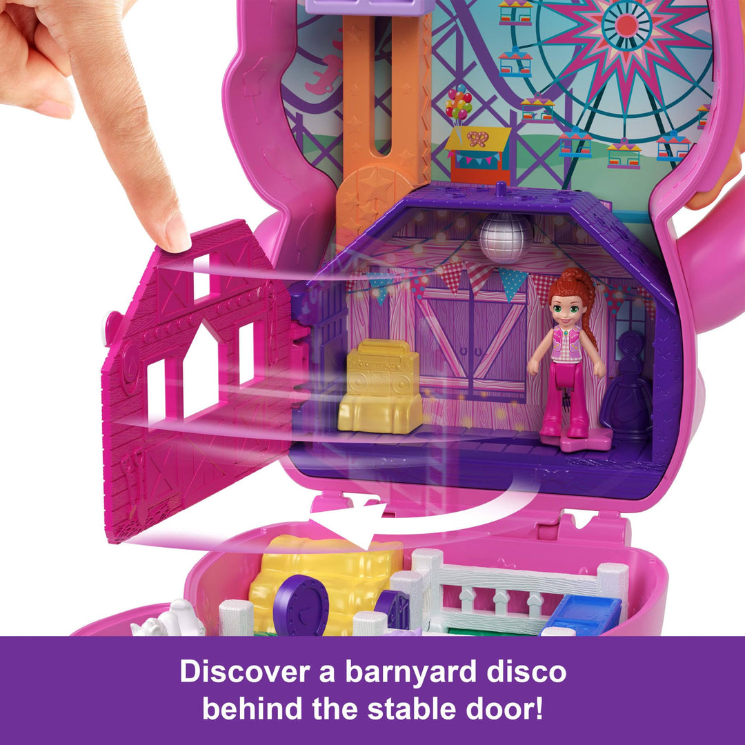 Polly Pocket Pony Rodeo Compact Playset - Micro Doll with 2 Pet Ponies & 10 Accessories