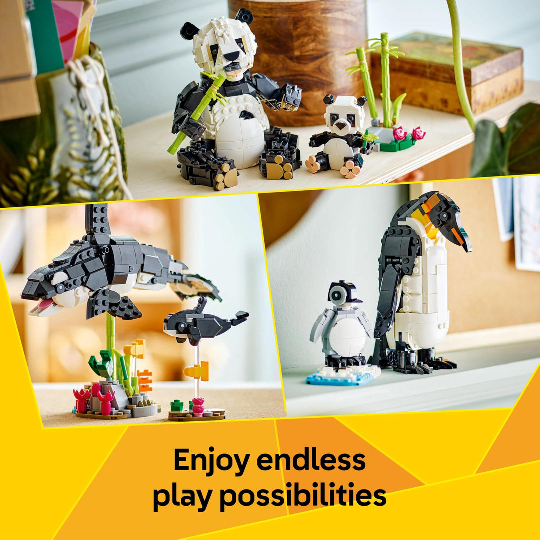 LEGO Creator 3in1 Wild Animals: Panda Family Building Set - Rebuilds into Orca & Penguin