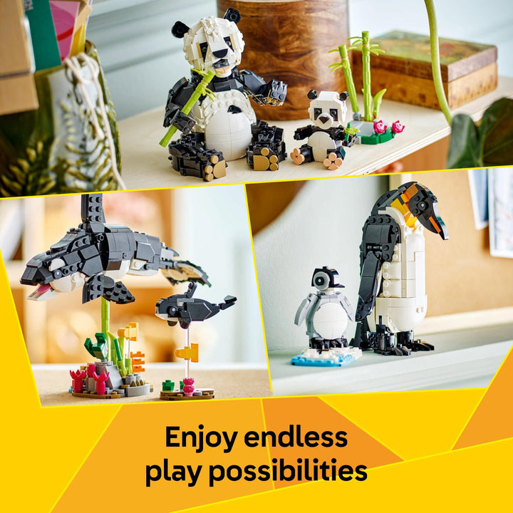 LEGO Creator 3in1 Wild Animals: Panda Family Building Set - Rebuilds into Orca & Penguin