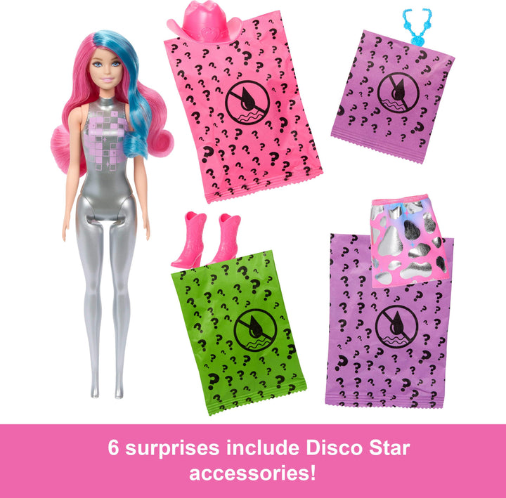 Barbie Color Reveal Fashion Doll & Accessories with 6 Surprises - Disco Star Series
