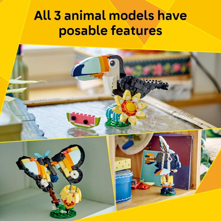 LEGO Creator 3in1 Wild Animals: Tropical Toucan with Flower Building Set - 225 Pieces