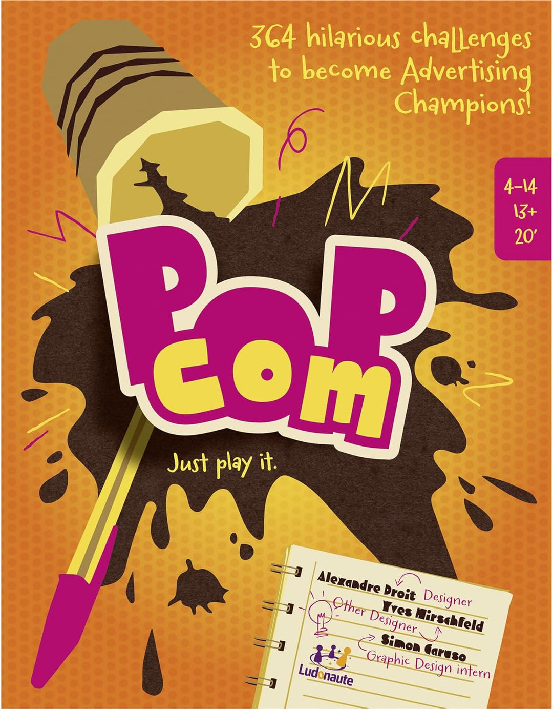 Ludonaute Pop Com - Hillarious Party Game, 364 Challenges to Become Advertising (LUDO-POPCOM)