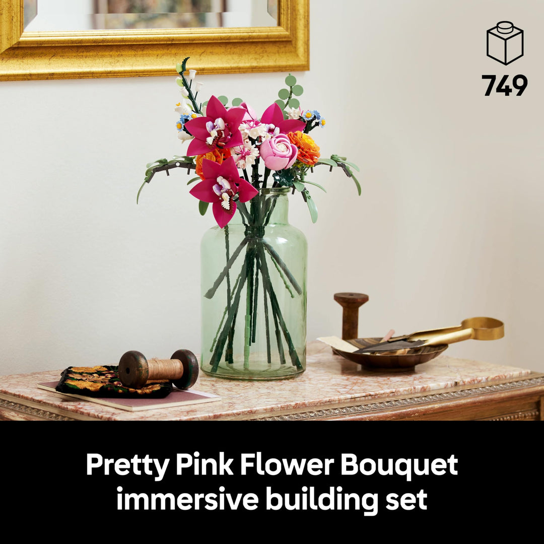 LEGO Pretty Pink Flower Bouquet 10342 - Buildable Floral Home Decor Set