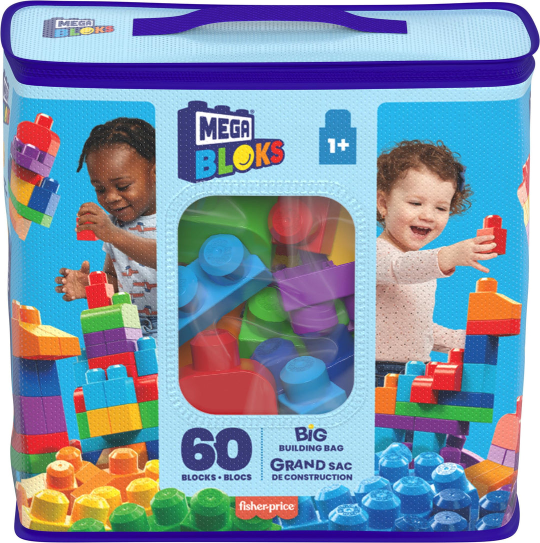 Mega Bloks First Builders Big Building Bag Playset - 60-Piece Classic Building Set for Toddlers 1+