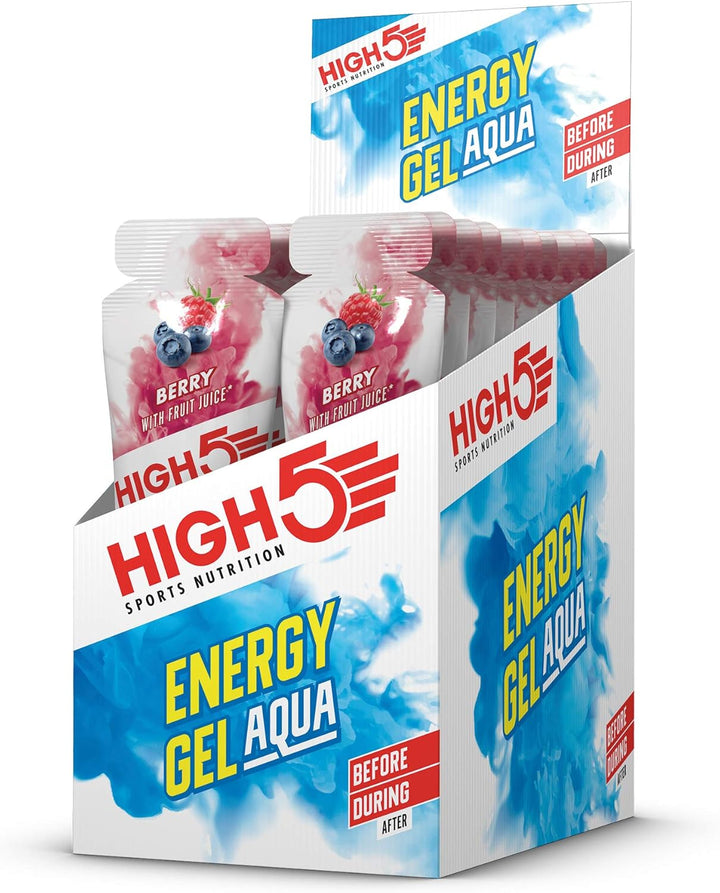 HIGH5 - Energy Gel Aqua Quick Release Energy Gel with Natural Fruit Juice (20 x 66g Sachets, Berry Flavor)